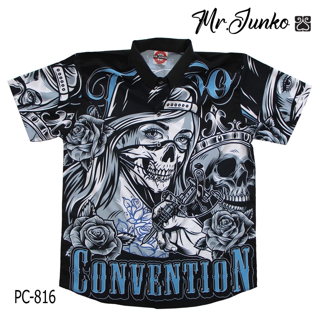 ส่งฟรี เสื้อเชิ้ต งานต่อลาย Mr-Junko ผ้าซาติน นิ่มใส่สบายไม่ร้อน PC-816