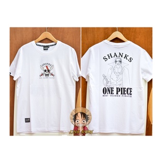 T-shirt DOP-1577 มีสีดำและสีขาว SHANKS ONE PIECE RED-HAIRED PIRATE