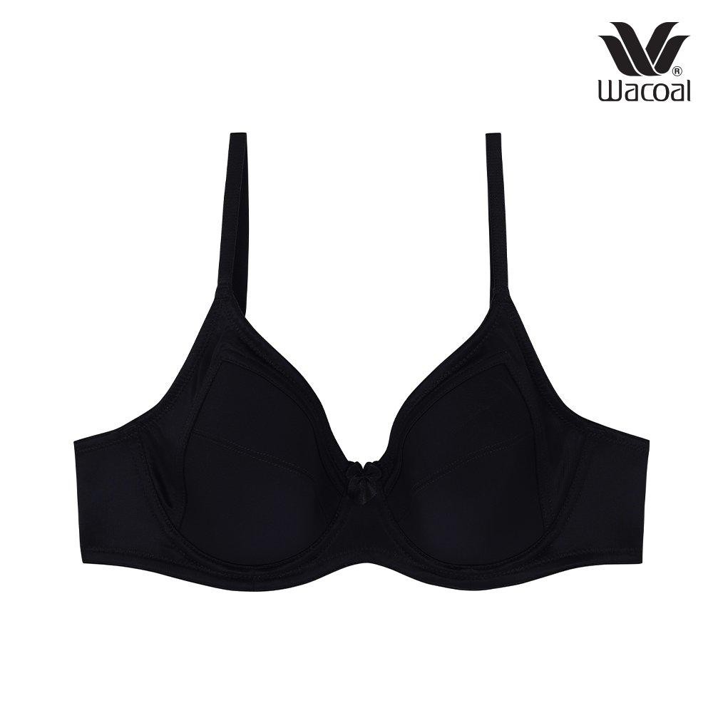 ชุดชั้นใน Wacoal Basic Bra สีดำ (BL) ยกทรง 4/5 cup มีโครง เสริมฟองบาง เก็บเต้า เต้าเรียบ รุ่น WB9917