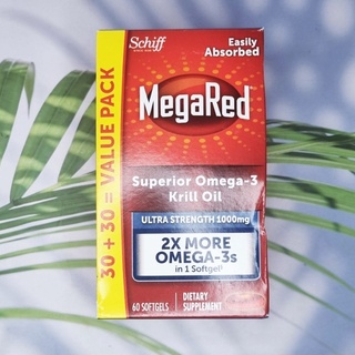 (Schiff®) MegaRed Superior Omega-3 Krill Oil Ultra Strength 1000 mg 60 Softgels น้ำมันคริลล์ โอเมก้า 3 โอเมก้า3 Omega3