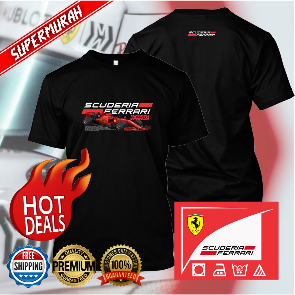 คอตต้อนคอกลมขายดี: Fans Edition Scuderia Ferrari F1 เสื้อยืด ลายทีมแข่งรถS-5XL