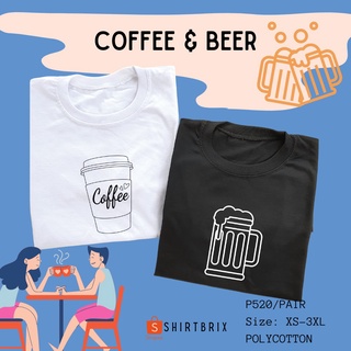 เสื้อเด็กหญิง เสื้อวันพีช เสื้อเชิ้ตคู่กาแฟและเบียร์ (1 คู่) I4{ เสื้อตราหานคู่ เสื้อยืดวินเทจ Tee