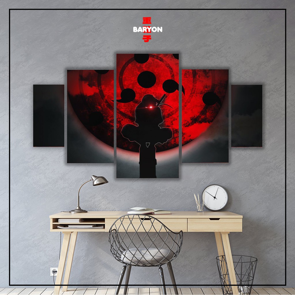 Kayu HIASAN DINDING Baryon Wall Decor ITACHI UCHIHA NARUTO 1 ชุดแขวนผนังโปสเตอร์ไม้อะนิเมะจอแสดงผลห้อง 5 ชิ้น