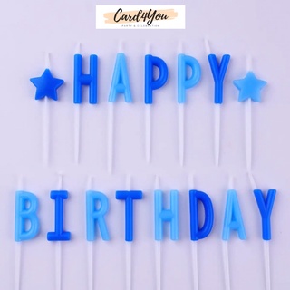 [Card4You]💙เทียนวันเกิดตัวอักษร Happy Birthday