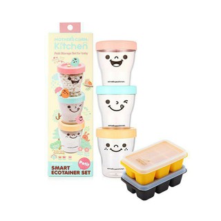Mothers Corn First Meal Food Storage Petit Set ถ้วยยิ้ม+บล็อคซิลิโคน