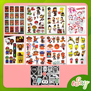 สติ๊กเกอร์ติดกระเป๋าเดินทาง แบบชุด ได้ทั้ง 9 แบบ PVC กันน้ำ ขนาด A4 Luggage Sticker Set