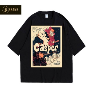 เสื้อยืดผ้าฝ้ายพิมพ์ลายขายดี เสื้อยืด พิมพ์ลายการ์ตูน CASPER MERCHCONS APPAREL | ขนาด Usa | Rap TEE เสื้อยืด