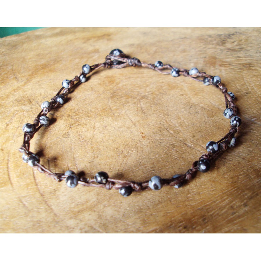 ข้อเท้าSnowflak anklets,Stone anklets,Black anklets,Handmade anklets,Men anklets,Women anklets,Fashi