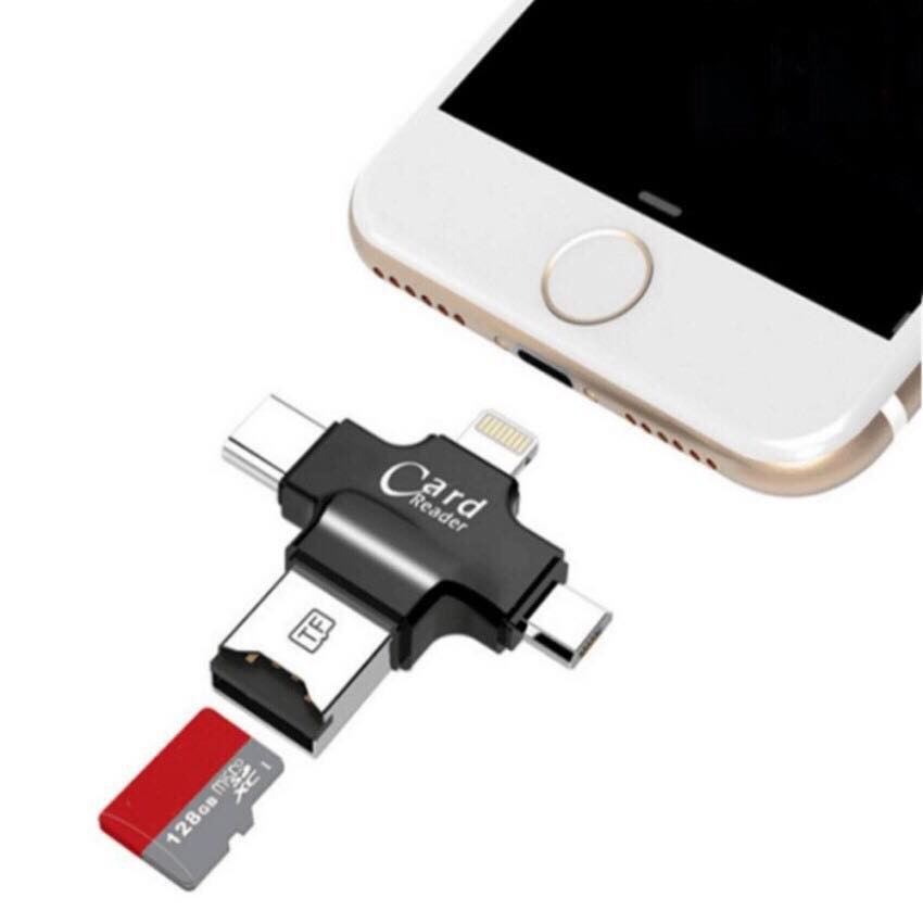 Card Reader โอนถ่ายข้อมูล 4in1 Support TF Card, Micro SD สำหรับ iPhone