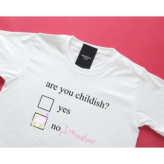 เสื้อยืดแฟชั่น เสื้อวินเทจชาย เสื้อยืดครอป Are you childish? (cotton 100%) เสือยืดผู้ชาย Tee