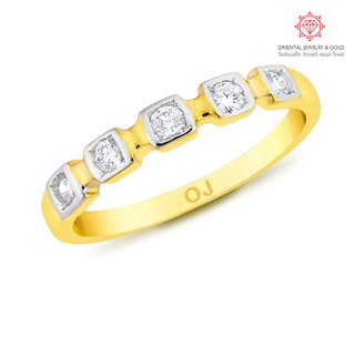 [ผ่อน 0% 10 เดือน] OJ GOLD แหวนเพชรแท้ ทองแท้  น้ำ 100 มีใบรับประกัน ส่งฟรี kerry MIMOSA