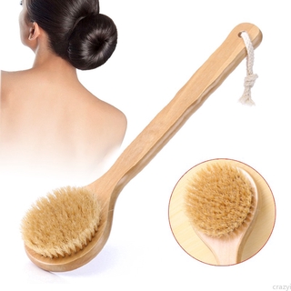 Natural Wooden Bristle Long Handle Bath Back Body Brush Shower Skin Scrub