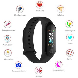 M2 SMART BAND กำไลอัจฉริยะเพื่อการออกกำลังกาย วัดความดันโลหิต เครื่องวัดชีพจร นับก้าว เชื่อมต่อ มือถือ รับสายเรียกเข้า