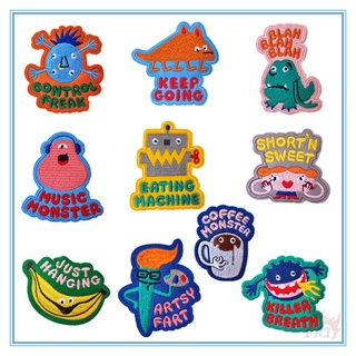 ☸ Q แผ่นแพทช์รีดร้อน ลายมอนสเตอร์ ภาษาอังกฤษ ☸ แผ่นแพทช์รีดต…