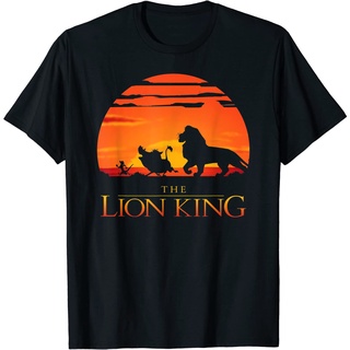 เสื้อยืดผ้าฝ้ายพรีเมี่ยม เสื้อยืด พิมพ์ลาย Disney Lion King Classic Sunset Walk