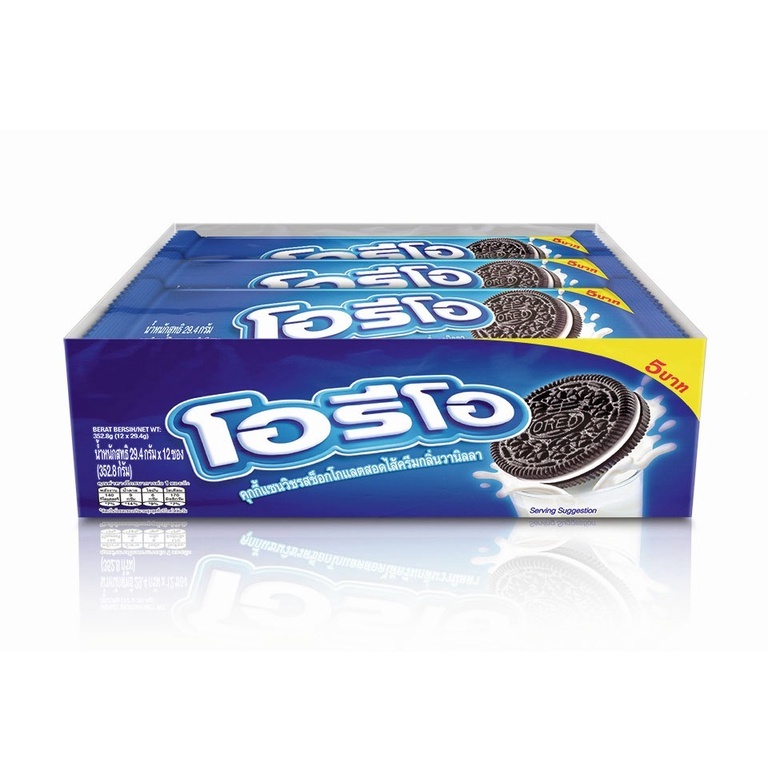 โอรีโอ้ คุกกี้แชนวิช รสช็อกโกแลตสอดไส้ครีมกลิ่นวานิลลา 5บาท  *แพ็ค12ซอง*  26.25g - 1