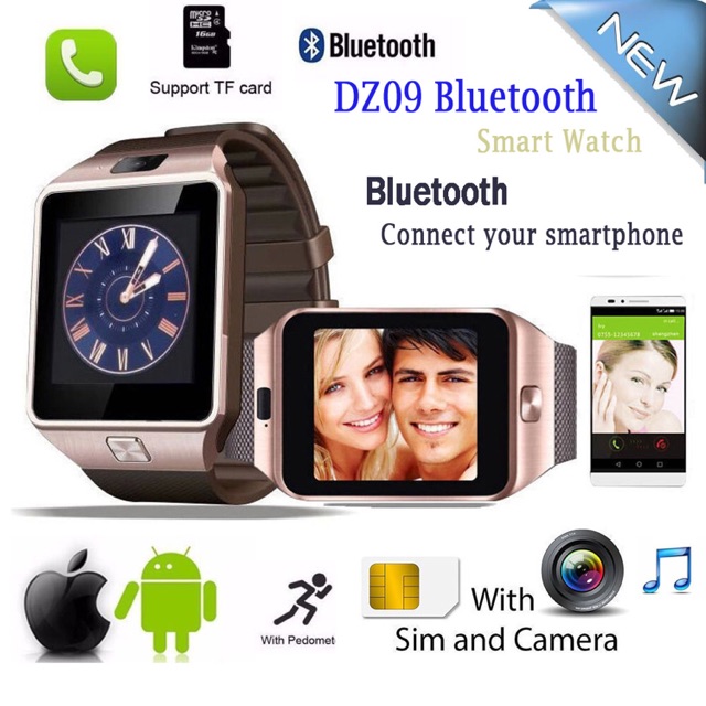 Smart Watch Phone รุ่น DZ09 (สีน้ำตาล)