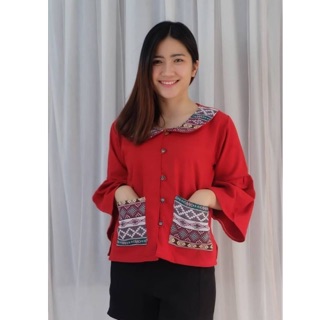 NO.1095 เสื้อคลุมผ้าฝ้ายพื้นเมือง รอบอก40”