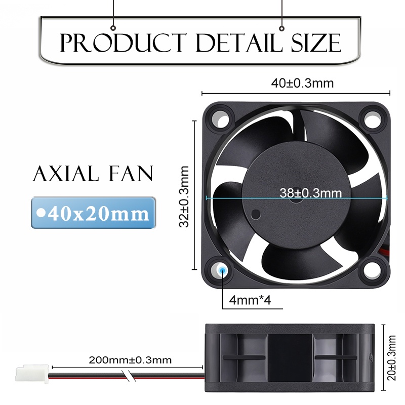 2 Pcs Gdstime 40mm 3D Printer Fan 40x40x20mm Cooler 24V 12V 5V 4020 ...