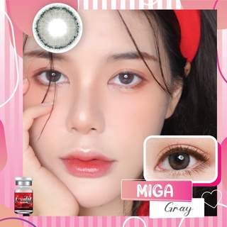 💋 สุดปัง มีค่าสายตา 💋 Lovelylens ลาย Miga Gray Brown บิ๊กอาย สุดปัง คอนแทคเลนส์ รายเดือน มีอย แถมตลับฟรี