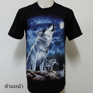 เสื้อลาย หมาป่า พระจันทร์ อินเดียน Wolf เสื้อยืดเรืองแสง A20 ไซส์ยุโรป