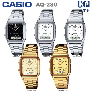 Casio นาฬิกาข้อมือผู้หญิง สายสแตนเลส รุ่น AQ-230A, AQ-230GA ของแท้ประกันศูนย์ CMG