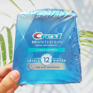 แผ่นฟอกฟันขาว 3D Whitestrips 1 Hour Express Dental Whitening Kit 20 Strips : 10 Treatments (Crest®) Levels 12 Whiter