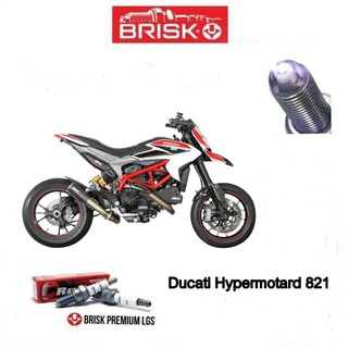 หัวเทียน BRISK PREMIUM LGS (4เขี้ยว) แกนเงิน DUCATI HYPERMOTARD 821 Spark Plug (SGL01ROAA) เฉพาะเบนซิน 95, แก็สโซฮอล์ 95