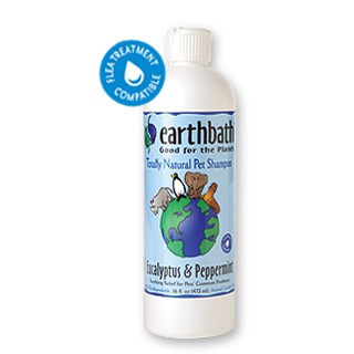 แชมพูสูตรกำจัดและไล่เห็บหมัด Earthbath EUCALYPTUS &amp; PEPPERMINT แชมพูสูตรยูคาลิปตัสและเปปเปอร์มินท์ กำจัดและไล่เห็บหมัด