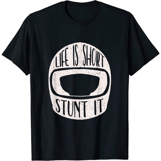 เสื้อยืดผ้าฝ้ายพรีเมี่ยม เสื้อยืดแขนสั้น พิมพ์ลาย Life is Short Stunt สําหรับผู้ใหญ่