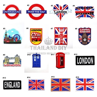 ตัวรีดติดเสื้อ ลายธงชาติ อังกฤษ ประเทศอังกฤษ England London Patch งานปัก DIY wop ตัวรีด อาร์มติดเสื้อ ตัวรีดติดกระเป๋า