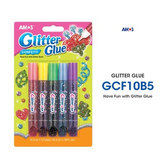 กาวผสมกากเพชร Glitter Glue Confetti แบรนด์ Amos จำนวน 5 สี