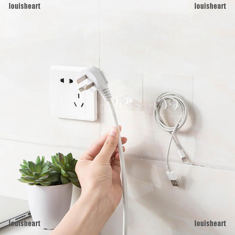 4Pc Home Office Wall Adhesive Plastic Power Plug Socket Holder Hanger ...