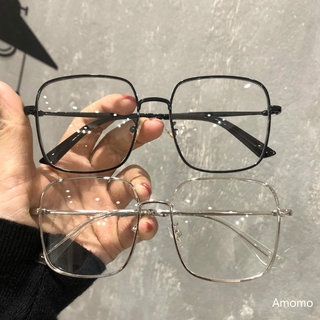 （กล่องใส่แว่นตาของขวัญ）High-end myopia glasses square fashion metal frame glasses with degree -50° to -400°   Ultra-thin 1.56HD lens