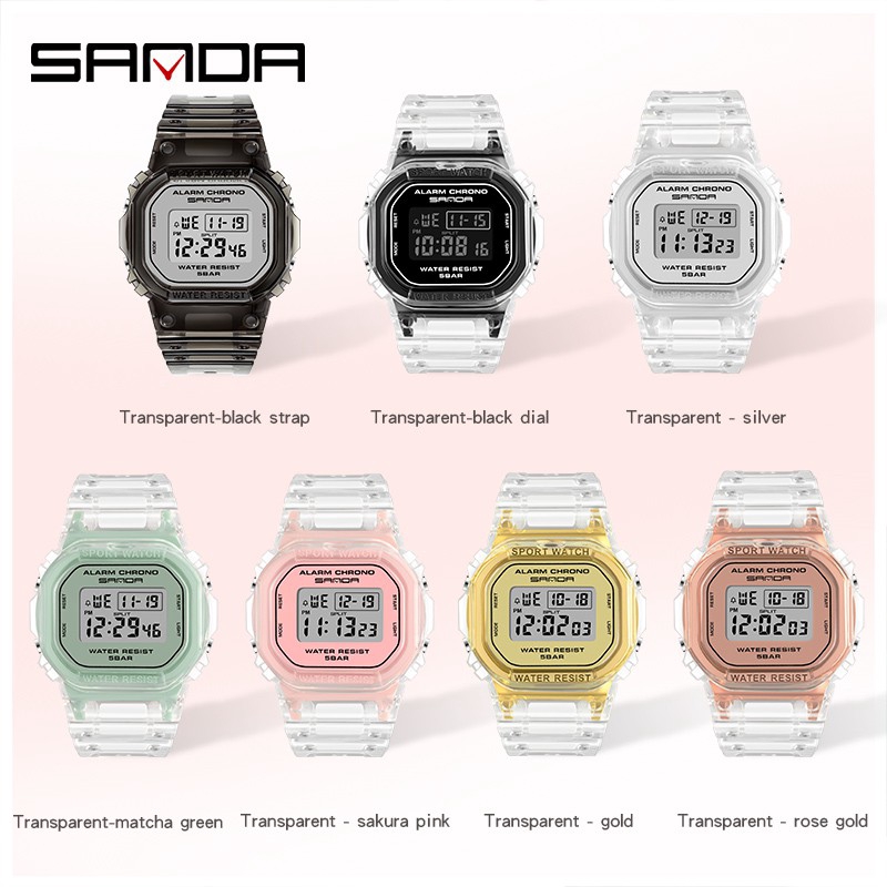 Sanda นาฬิกาข้อมือดิจิตอล กันน้ำ สไตล์กีฬา แฟชั่นสำหรับผู้ชายและผู้หญิง