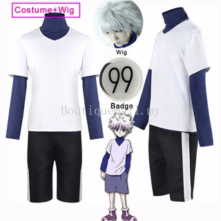 ชุดคอสเพลย์ เสื้อยืด ลายอนิเมะ Hunter x Hunter Killua Zoldyck หมายเลข 99 สีขาว สําหรับปาร์ตี้ฮาโลวีน คริสต์มาส