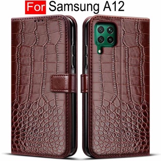 เคสโทรศัพท์หนัง ฝาพับแม่เหล็ก พร้อมช่องใส่บัตร หรูหรา สําหรับ Samsung Galaxy A12 A12 A 12