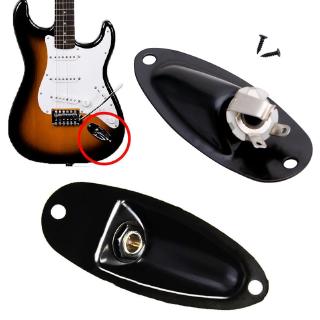 yoodada Black Boat Input Output Jack Plate Socket With Screws For Fender Strat Guitar Guitar Parts