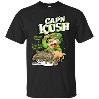 เสื้อยืดผ้าฝ้ายเสื้อยืด ลาย Capn Kush DMN10 สีดําL XL  XXL 3XL