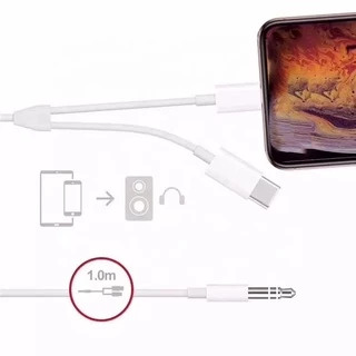 สายJack AUX Type-C & i To 3.5mm Aux Audio Cable ตัวแปลง รุ่น JH-CM32 สีเยบช่องAUXของลำโพงหรือเครื่องเสียงติดรถยนต์ได้