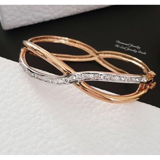 Gold Diamond Bangle กำไลทองสีพิ้งโกลด์ประดับเพชรสวิส