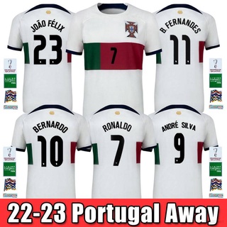 เสื้อกีฬาแขนสั้น ลายทีมชาติฟุตบอล Portugal Away Bernardo Silva B Fernandes Felix Ronaldo พลัสไซซ์ 22-23