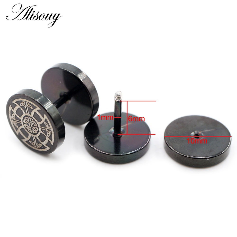 Alisouy 2 ชิ้นต่างหูสแตนเลส Moon ดอกไม้ Cross Star Lion Unisex ผู้ชายผู้หญิง Barbell Ear Stud ต่างหู Tragus Helix เจาะเครื่องประดับ - รูปที่ 2