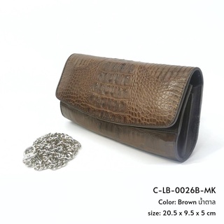 Prang Crocodile Leather Clutch / Cross Body Lady Bag กระเป๋าถือผู้หญิง คลัทช์ หนังจระเข้ C-LB-0026B-MK