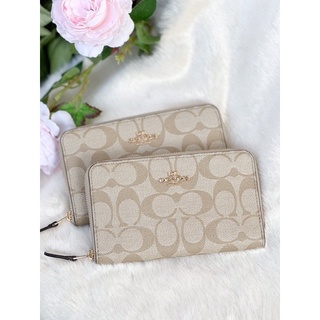 กระเป๋าสตางค์ ใบกลาง NEW COACH MEDIUM ZIP AROUND WALLET IN SIGNATURE CANVAS (COACH 88913)