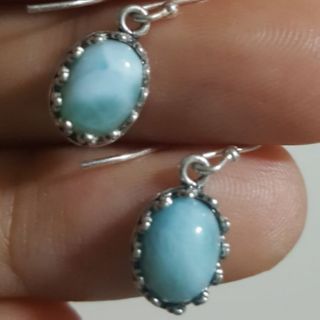 ต่างหูเงินแท้925 ลาริมาร์แท้ โอปอลแท้ ฯลฯ งานแบรนด์มีตอก (Natural Larimar Earrings)