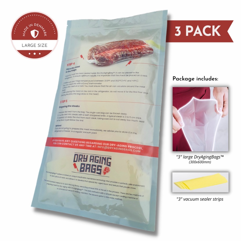 ถุงบ่มเนื้อ,ถุงดรายเอจ Dry Aging Bags (3 BAG) ขนาด 30x60cm. นำเข้าจากอเมริกา ตัวแทนจำหน่ายในประเทศไท