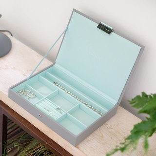 Pre-order กล่องจิวเวลรี Size Classic  เกรดพรีเมียม สินค้านำเข้า  Grey Mint Classic Jewellery Box Lid