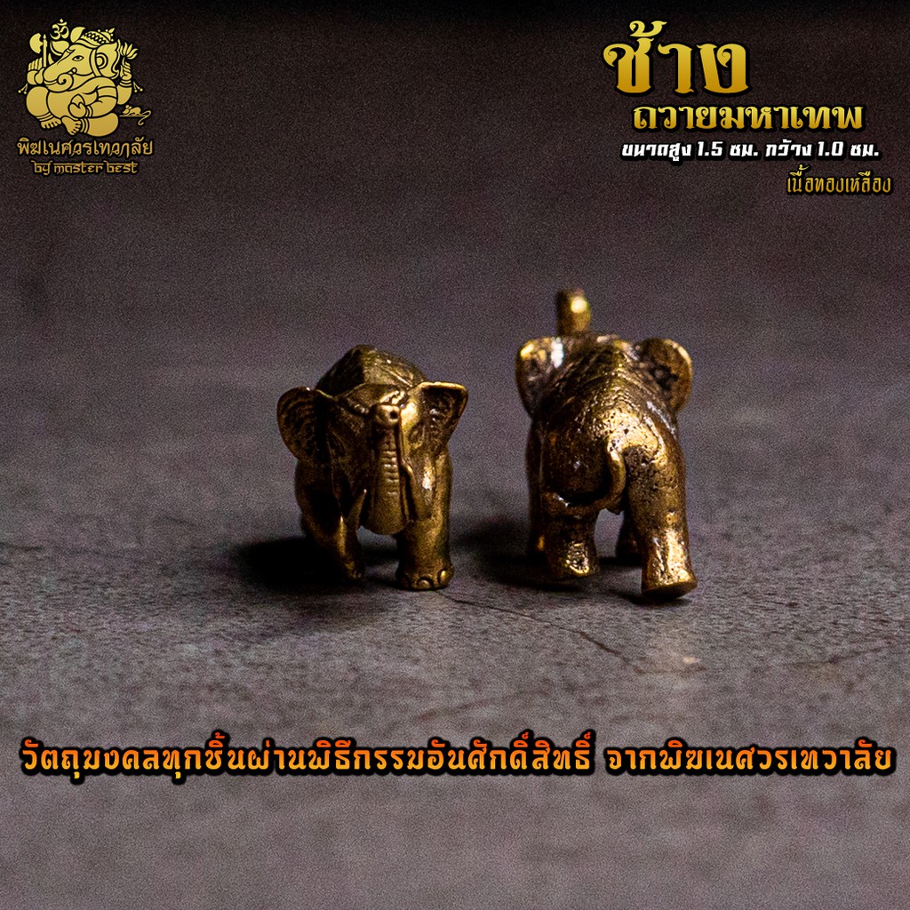 องค์ลอย No.07 ช้าง เนื้อทองเหลือง (ถวายมหาเทพ) ผ่านพิธีอภิเษกจาก พิฆเนศวรเทวาลัย