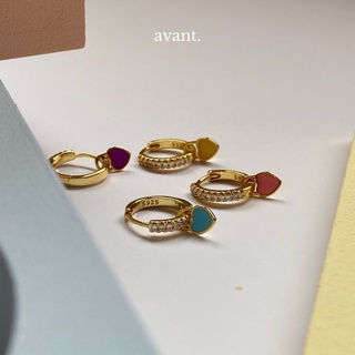 [10.10 ลดอีก 25% โค้ด 10FSWWT] avantgarde.bkk (Premium S925)❣️ Loveable Enamel hoop ต่างหูห่วงประดับหัวใจอีนาเมล